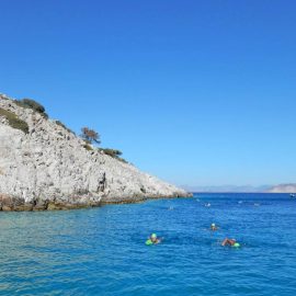 Coastal swimming on Greek island Symi