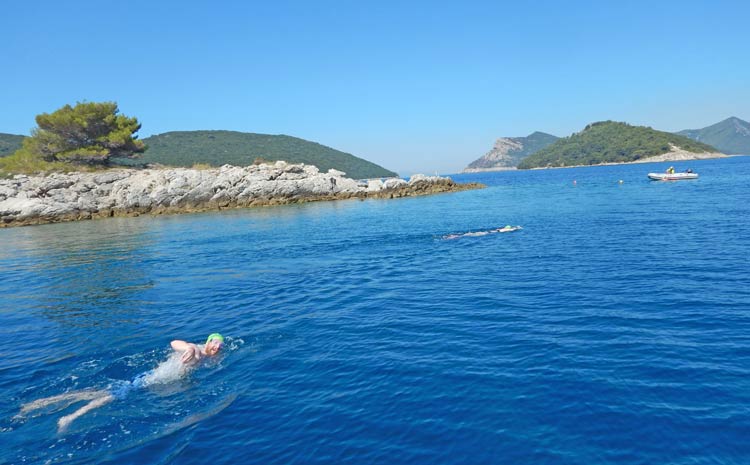 Island Hopping Swimming near Dubrovnik Islands in Croatia