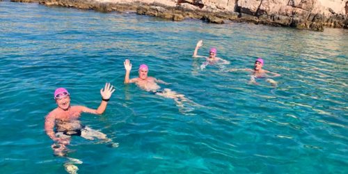 Swimming the Croatian islands near Sibenik, Croatia