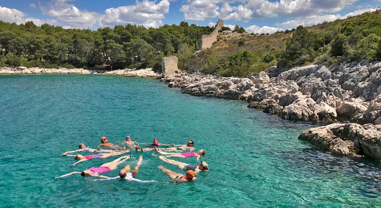 Swimming Group at Grebastica Peninsula in Croatia
